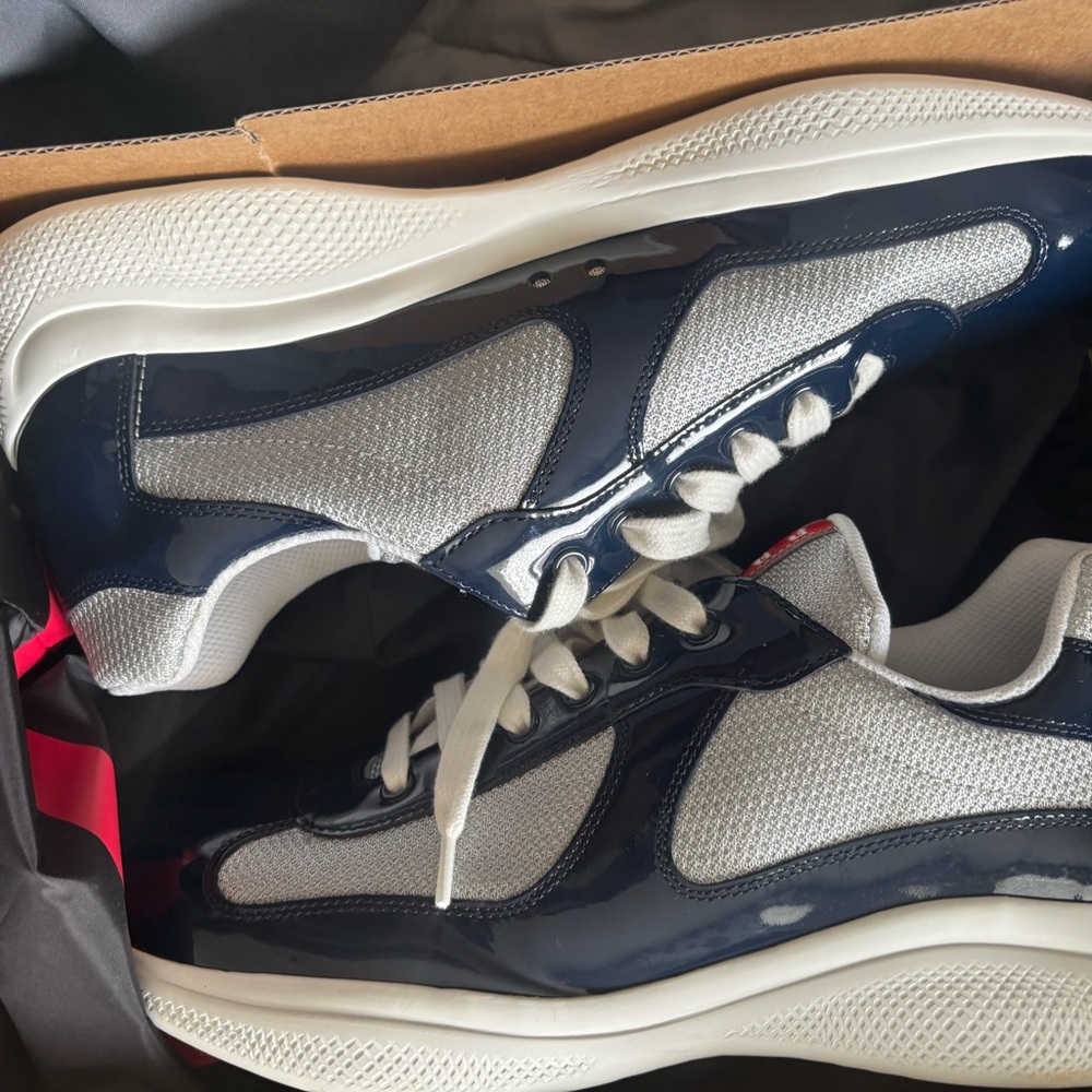 Prada Men's Sneakers in Navy and White